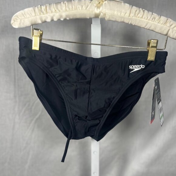 NWT Speedo Powerflex Chlorine Resistant Briefs in Black - Size 34 - Picture 1 of 9